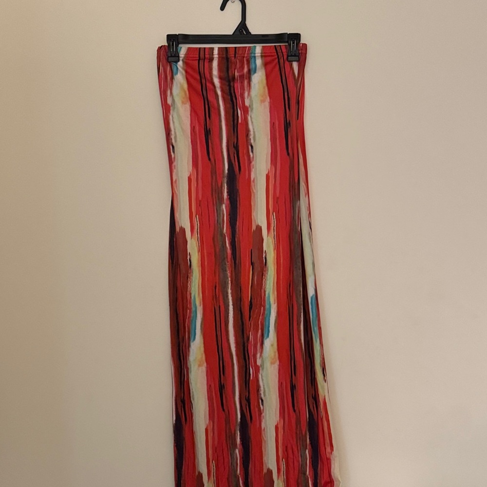 Colorful Striped strapless dress